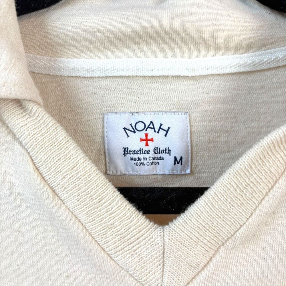 NOAH PITCH PRACTICE POLO IVORY PINK STRIPE RELAXED POLO SHIRT LONG SLEEVE MEDIUM - Picture 6 of 11